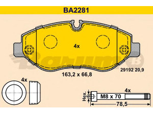 BARUM BA2281 stabdžių trinkelių rinkinys, diskinis stabdys 
 Techninės priežiūros dalys -> Papildomas remontas
004 420 67 20, 004 420 83 20, 005 420 21 20