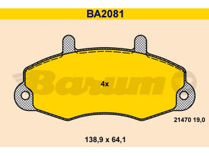 BARUM BA2081 stabdžių trinkelių rinkinys, diskinis stabdys 
 Techninės priežiūros dalys -> Papildomas remontas
1134158, 5028763, 6197738, 7018202