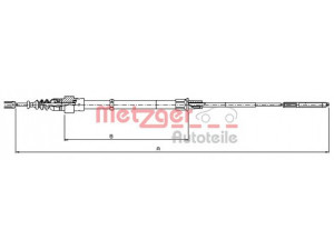 METZGER 10.7491 trosas, stovėjimo stabdys 
 Stabdžių sistema -> Valdymo svirtys/trosai
3A0 609 721A, 3A0 609 721C