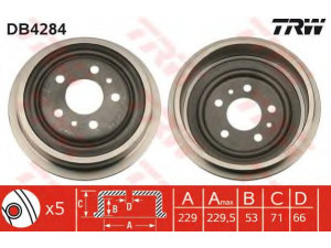 TRW DB4284 stabdžių būgnas 
 Stabdžių sistema -> Būgninis stabdys -> Stabdžių būgnas
7700421740, 7700710513, 8200172066