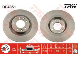 TRW DF4351 stabdžių diskas 
 Dviratė transporto priemonės -> Stabdžių sistema -> Stabdžių diskai / priedai
424972, 4249C1, 4246P9, 424972