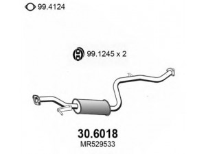 ASSO 30.6018 vidurinis duslintuvas 
 Išmetimo sistema -> Duslintuvas
MR529533