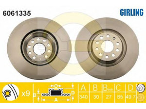 GIRLING 6061335 stabdžių diskas 
 Dviratė transporto priemonės -> Stabdžių sistema -> Stabdžių diskai / priedai
1K0615301AD, 1K0615301AD
