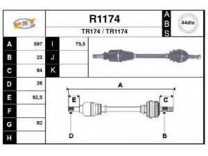 SNRA R1174 kardaninis velenas 
 Ratų pavara -> Kardaninis velenas
8200255027