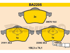 BARUM BA2205 stabdžių trinkelių rinkinys, diskinis stabdys 
 Techninės priežiūros dalys -> Papildomas remontas
1J0 698 151 M, 8N0 698 151 A, 1J0 698 151 M