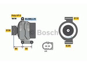 BOSCH 0 125 711 045 kintamosios srovės generatorius 
 Elektros įranga -> Kint. sr. generatorius/dalys -> Kintamosios srovės generatorius
1748794, BG9T 10300 AA