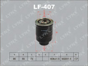LYNXauto LF-407 kuro filtras 
 Techninės priežiūros dalys -> Papildomas remontas
23303-87309-000, 3252168, 5-13240-032-0