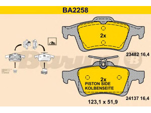BARUM BA2258 stabdžių trinkelių rinkinys, diskinis stabdys 
 Techninės priežiūros dalys -> Papildomas remontas
1233679, 1324300, 1360254, 1360306