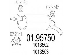 MTS 01.95750 galinis duslintuvas 
 Išmetimo sistema -> Duslintuvas
1013502, 1013503, 1016965, 1029674