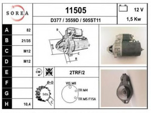 EAI 11505 starteris 
 Elektros įranga -> Starterio sistema -> Starteris
0021519701