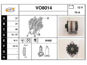SNRA VO8014 kintamosios srovės generatorius 
 Elektros įranga -> Kint. sr. generatorius/dalys -> Kintamosios srovės generatorius