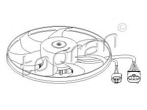 TOPRAN 111 282 ventiliatorius, radiatoriaus 
 Aušinimo sistema -> Oro aušinimas
1K0 959 455BC, 1K0 959 455CS, 1K0 959 455EA