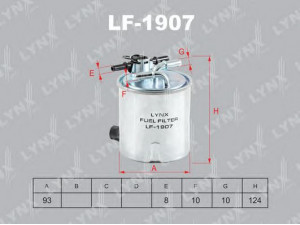 LYNXauto LF-1907 kuro filtras 
 Techninės priežiūros dalys -> Papildomas remontas
16400-JD50A, 16400-JD52A