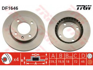 TRW DF1646 stabdžių diskas 
 Dviratė transporto priemonės -> Stabdžių sistema -> Stabdžių diskai / priedai
1604636, 1619208, 1637968, 5022655