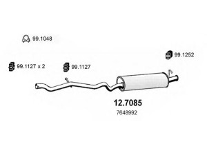 ASSO 12.7085 galinis duslintuvas 
 Išmetimo sistema -> Duslintuvas
50030021, 7607680, 7648992