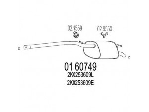 MTS 01.60749 galinis duslintuvas 
 Išmetimo sistema -> Duslintuvas
2K0253609E, 2K0253609L