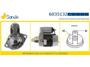 SANDO 6035132.0 starteris 
 Elektros įranga -> Starterio sistema -> Starteris
M003T43381, M3T43381, MD192227