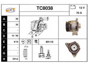 SNRA TC8038 kintamosios srovės generatorius 
 Elektros įranga -> Kint. sr. generatorius/dalys -> Kintamosios srovės generatorius
57051J, 57051Y