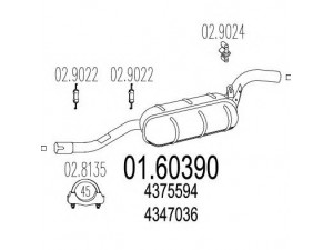 MTS 01.60390 galinis duslintuvas 
 Išmetimo sistema -> Duslintuvas
4347036, 4375594
