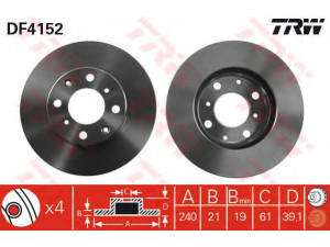 TRW DF4152 stabdžių diskas 
 Stabdžių sistema -> Diskinis stabdys -> Stabdžių diskas
45251S50G00, 45251S50J00, 45251SAAG00