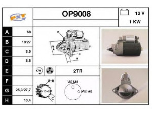 SNRA OP9008 starteris 
 Elektros įranga -> Starterio sistema -> Starteris
09117031, 90535261