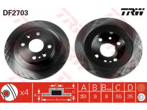 TRW DF2703 stabdžių diskas 
 Dviratė transporto priemonės -> Stabdžių sistema -> Stabdžių diskai / priedai
B53026251A, BB4C26251, BB4C26251C