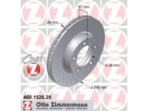 ZIMMERMANN 460.1526.20 stabdžių diskas 
 Stabdžių sistema -> Diskinis stabdys -> Stabdžių diskas
996 351 406 00, 996 351 406 01