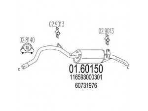 MTS 01.60150 galinis duslintuvas 
 Išmetimo sistema -> Duslintuvas
116593000301, 60726023, 60731976