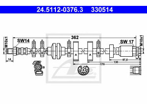 ATE 24.5112-0376.3 stabdžių žarnelė 
 Stabdžių sistema -> Stabdžių žarnelės
46423176