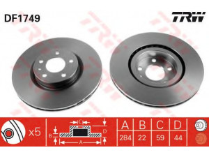 TRW DF1749 stabdžių diskas 
 Stabdžių sistema -> Diskinis stabdys -> Stabdžių diskas
0000060578093, 0000071765650, 0060653478