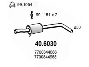 ASSO 40.6030 vidurinis duslintuvas 
 Išmetimo sistema -> Duslintuvas
7700844683, 7700844686, 7700844688