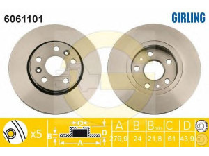 GIRLING 6061101 stabdžių diskas 
 Dviratė transporto priemonės -> Stabdžių sistema -> Stabdžių diskai / priedai
7701209839, 8201464604