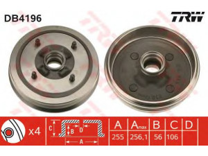 TRW DB4196 stabdžių būgnas 
 Stabdžių sistema -> Būgninis stabdys -> Stabdžių būgnas
7701463939, 7702085305