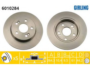 GIRLING 6010284 stabdžių diskas 
 Dviratė transporto priemonės -> Stabdžių sistema -> Stabdžių diskai / priedai
7700800004, 7701204297, 7701205846