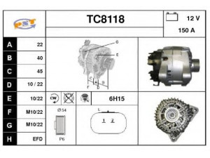 SNRA TC8118 kintamosios srovės generatorius 
 Elektros įranga -> Kint. sr. generatorius/dalys -> Kintamosios srovės generatorius
5702H6, 5705JX