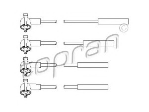 TOPRAN 300 706 uždegimo laido komplektas 
 Kibirkšties / kaitinamasis uždegimas -> Uždegimo laidai/jungtys
6 183 223, 6 831 197S, 6 831 200