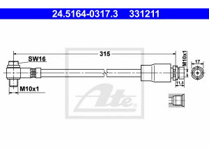 ATE 24.5164-0317.3 stabdžių žarnelė 
 Stabdžių sistema -> Stabdžių žarnelės
1051091, 1071940, 97BG-2C338-AA