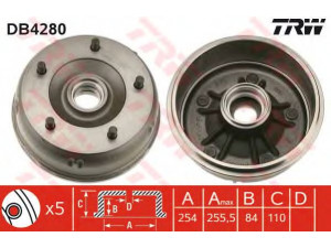 TRW DB4280 stabdžių būgnas 
 Stabdžių sistema -> Būgninis stabdys -> Stabdžių būgnas
5000388426