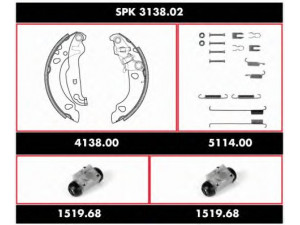 WOKING SPK 3138.02 stabdžių rinkinys, būgniniai stabdžiai 
 Stabdžių sistema -> Būgninis stabdys -> Stabdžių remonto rinkinys