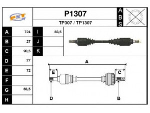 SNRA P1307 kardaninis velenas 
 Ratų pavara -> Kardaninis velenas
327474