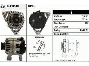 EDR 941240 kintamosios srovės generatorius 
 Elektros įranga -> Kint. sr. generatorius/dalys -> Kintamosios srovės generatorius
09133599, 6204071, 90543234, 90561967
