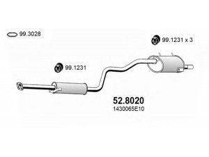 ASSO 52.8020 vidurinis / galinis duslintuvas 
 Išmetimo sistema -> Duslintuvas
1430062E10, 1430065B00, 1430065B20