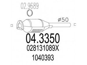 MTS 04.3350 katalizatoriaus keitiklis 
 Išmetimo sistema -> Katalizatoriaus keitiklis
028131089X, 028131701BV, 1015983