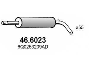 ASSO 46.6023 vidurinis duslintuvas 
 Išmetimo sistema -> Duslintuvas
6Q0253209AD, 6Q0253209K