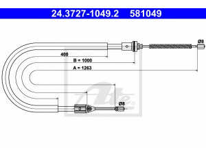 ATE 24.3727-1049.2 trosas, stovėjimo stabdys 
 Stabdžių sistema -> Valdymo svirtys/trosai
77 00 424 928
