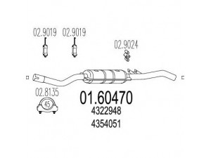 MTS 01.60470 galinis duslintuvas 
 Išmetimo sistema -> Duslintuvas
4322948, 4336001, 4354051