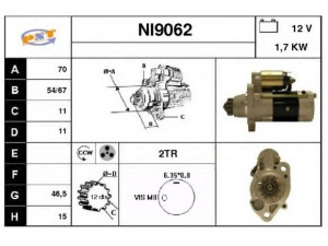 SNRA NI9062 starteris 
 Elektros įranga -> Starterio sistema -> Starteris
M8T71471, 233008H801