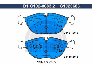 GALFER B1.G102-0683.2 stabdžių trinkelių rinkinys, diskinis stabdys 
 Techninės priežiūros dalys -> Papildomas remontas
34 11 1 162 884, 34 11 1 165 626