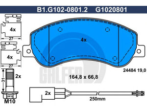 GALFER B1.G102-0801.2 stabdžių trinkelių rinkinys, diskinis stabdys 
 Techninės priežiūros dalys -> Papildomas remontas
1371402, 1433952, 1553797, 1560014