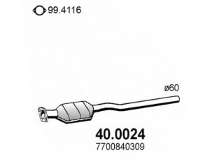 ASSO 40.0024 katalizatoriaus keitiklis 
 Išmetimo sistema -> Katalizatoriaus keitiklis
7700840235, 7700840309, 7700842655